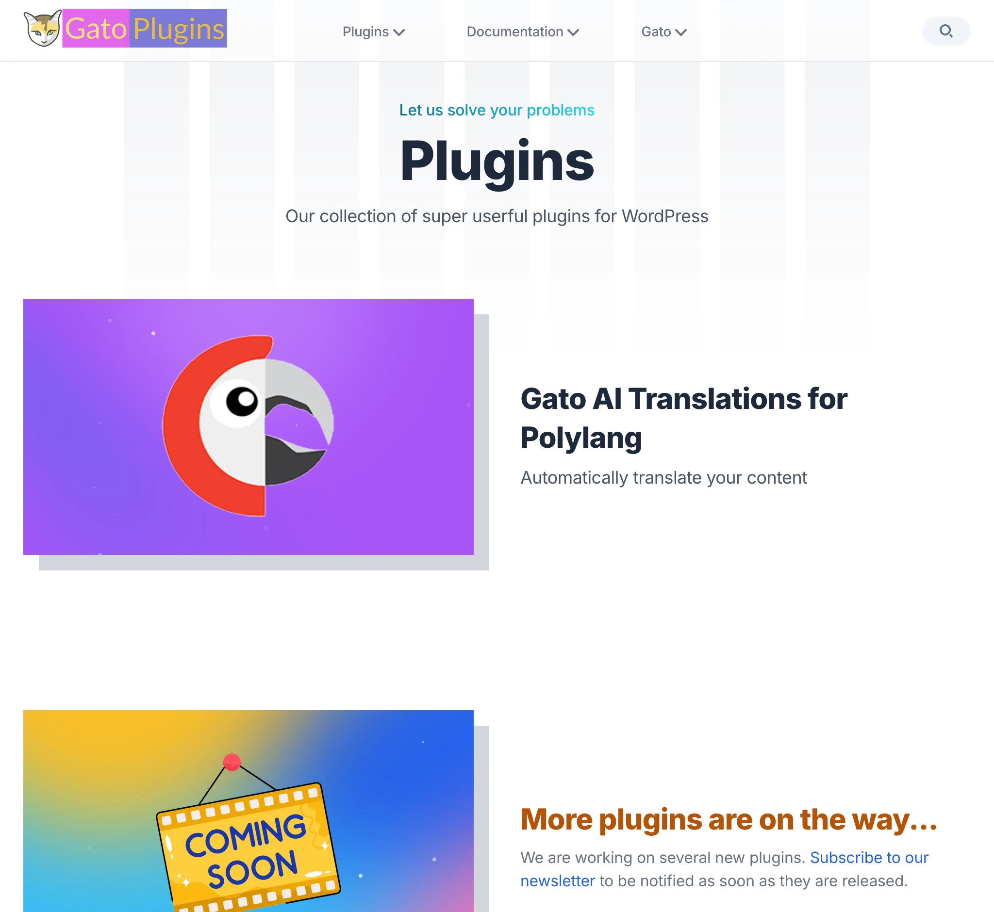 Section plugins sur gatoplugins.com
